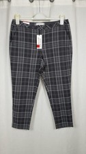 Debenhams Principles Grey Petite Soft Check Tapered Trousers 14 uk CR059 BB 22
