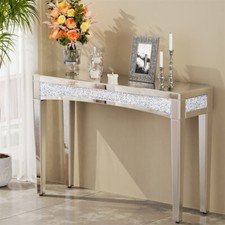 Silver Mirrored Glass Console