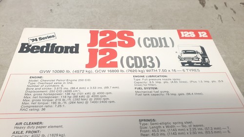 1974 bedford j2s truck gmh - truck,