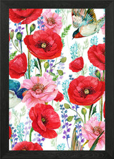 Sweet Poppy Pattern 06 Framed