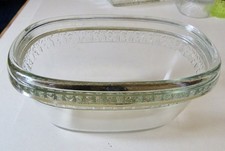 VINTAGE HEAVY GLASS JELLY MOULD DISH. 6.75 by 4.25  by 4 inches High. Decorated