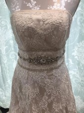 New Custom Hand Made Crystal Beaded Fine Italian Lace Wedding Dress Adjustable