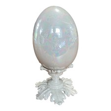 Iridescent White Ceramic Egg