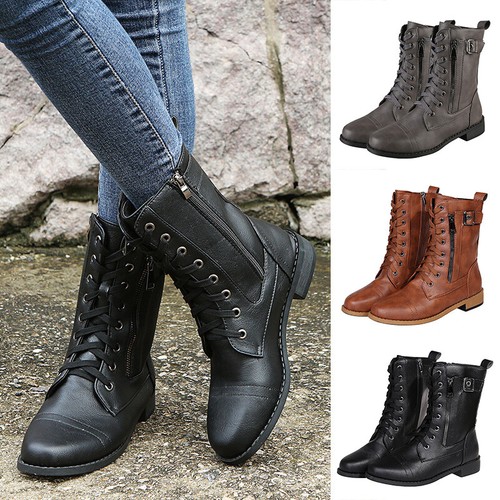 Women mid calf boots lace - mid-calf,