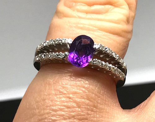 Amethyst 18ct white - gold, and
