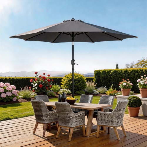 Round garden parasol - 2.7m,