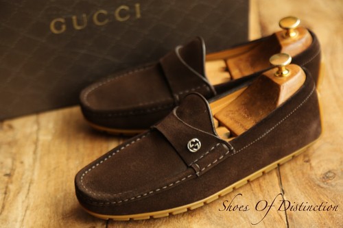 Gucci brown suede - suede, gg