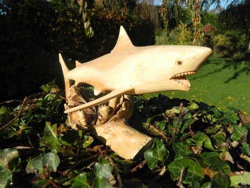 Wooden shark carving hand - carving,