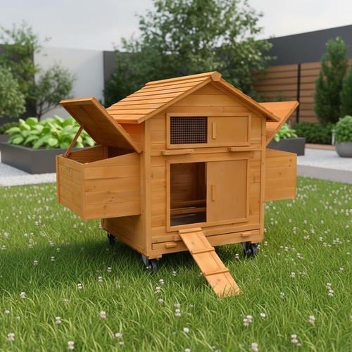 Chicken coop rollable wooden - rollable,