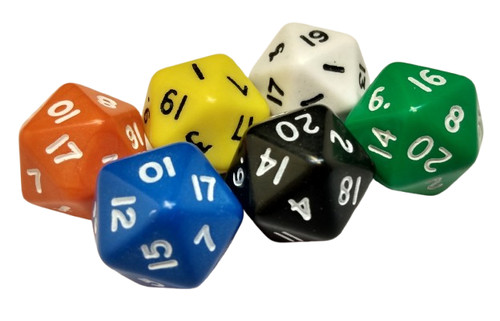 D20 numbered poly dice mixed - dice,