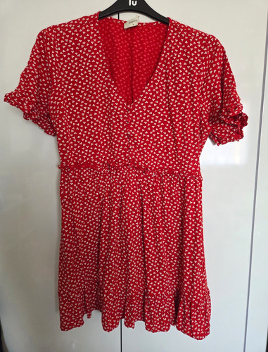 Papaya red white floral - red,