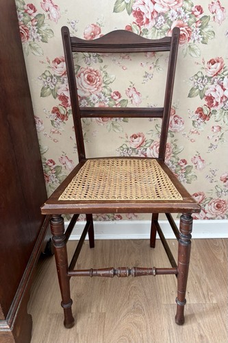 Vintage wooden chair with - wooden, cane