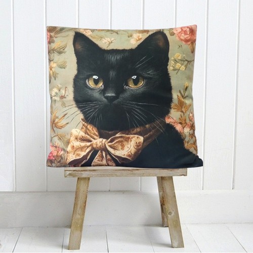 Steampunk black cat cushion - steampunk,