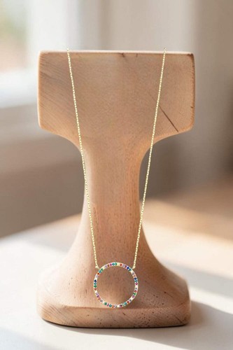 Gemstone pave ring pendant - pave,