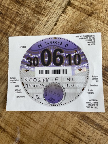 Old tax disc - selvedge, june