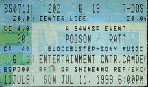 Poison ratt ticket stub - ratt,