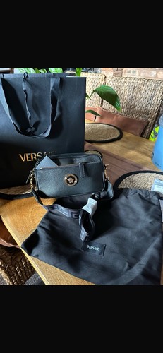 Versace black pebbled - black, leather