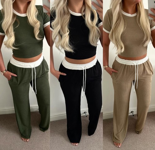 Womens ribbed contrast - contrast, lounge