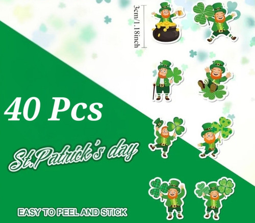 40x shamrock stickers - 40x, st
