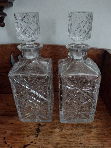 Pair large heavy crystal - of,
