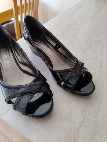 Ladies black patent shoes - ladies, size