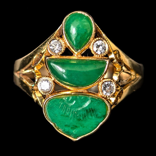 Vintage carved jade diamonds - vintage,