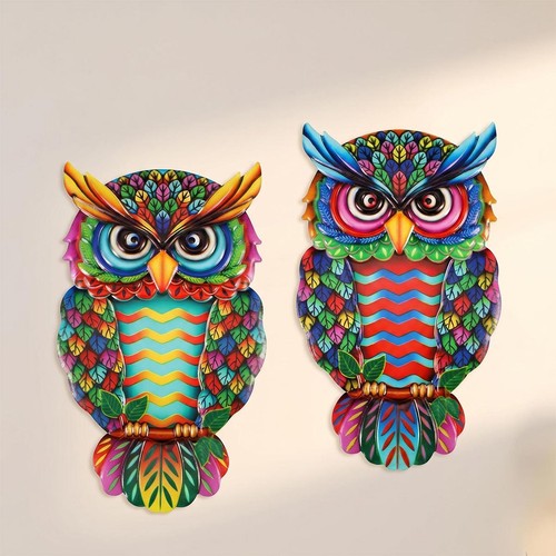 Colorful metal owl - 2x, wall