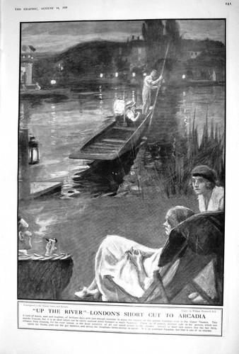 Antique print 1920 river - antique,