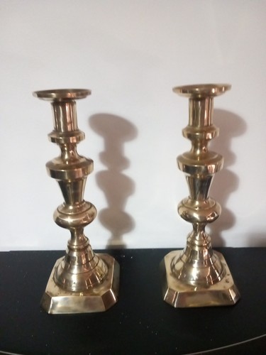 Pair brass candel - candel, stick