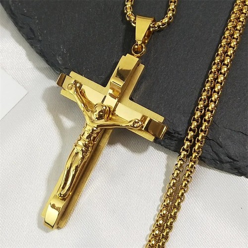 Gold crucifix cross pendant - crucifix,