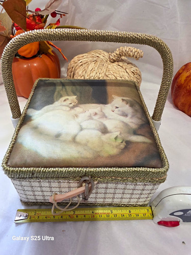 Wicker sewing basket with - wicker,