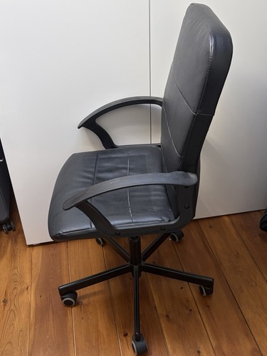 Black desk chair with - desk, side