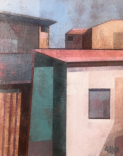 Cubist abstract cityscape