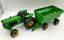 Tonka steel farm tractor and trailer green for spares repair or restoration J3