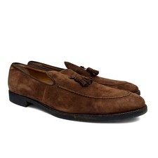 Men's Brown STEMAR Genuine Suede Tassel Slip On Casual Loafers UK9 M08 