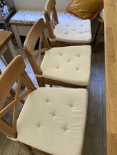 3 x IKEA,cream,dining chair,seat pads-fair condition-great for recovering-LOOK!