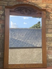 Vintage Flemish Oak Bevel Glass Mirror - Hallway; Overmantel