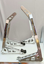 Motorcycle Aluminium Box Section Front / Rear Paddock Stand Set Silver Motrax