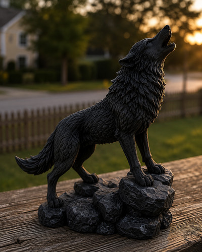 Majestic howling wolf statue - howling,
