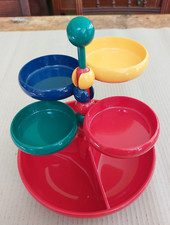 Vintage EMSA Etagere, swivel snack tower, mid century multicoloured trays