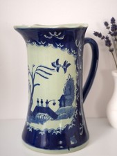 Vintage Chinese "Da Qing Dynasty Qianlong" Blue Willow Pattern Large Jug Pitcher