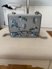 Brand New (without tags) Topshop Grey Suede Bag with Floral Embroidery & Beads
