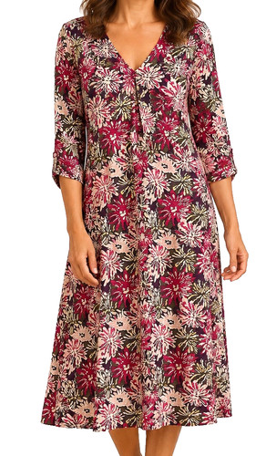 Adini floral 100 cotton midi - floral, 100%