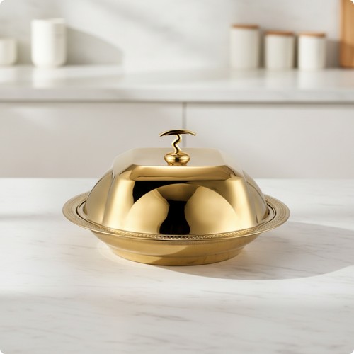 Serving plate with - plate, dome