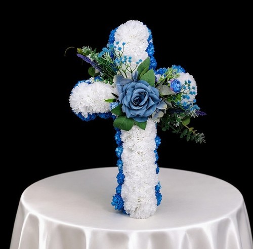 Floral funeral grave marker - grave,