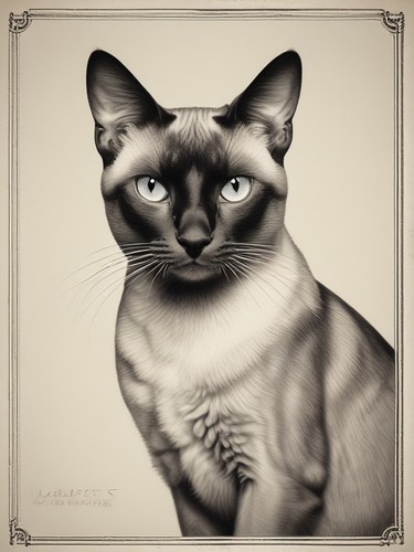 Siamese cat vintage - siamese, botanical