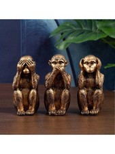 3 Wise Monkeys Resin Figurine Ornament See Hear Speak No Evil Home Decor