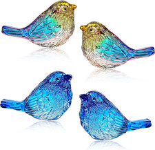 Set 4 Crystal Bird Figurines