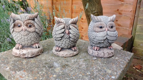 Wise owls garden ornaments - wise,
