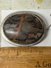 ANTIQUE SCOTTISH SILVER MOUNTED AGATE BROOCH